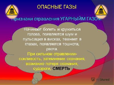 Признаки отравления угарным газом